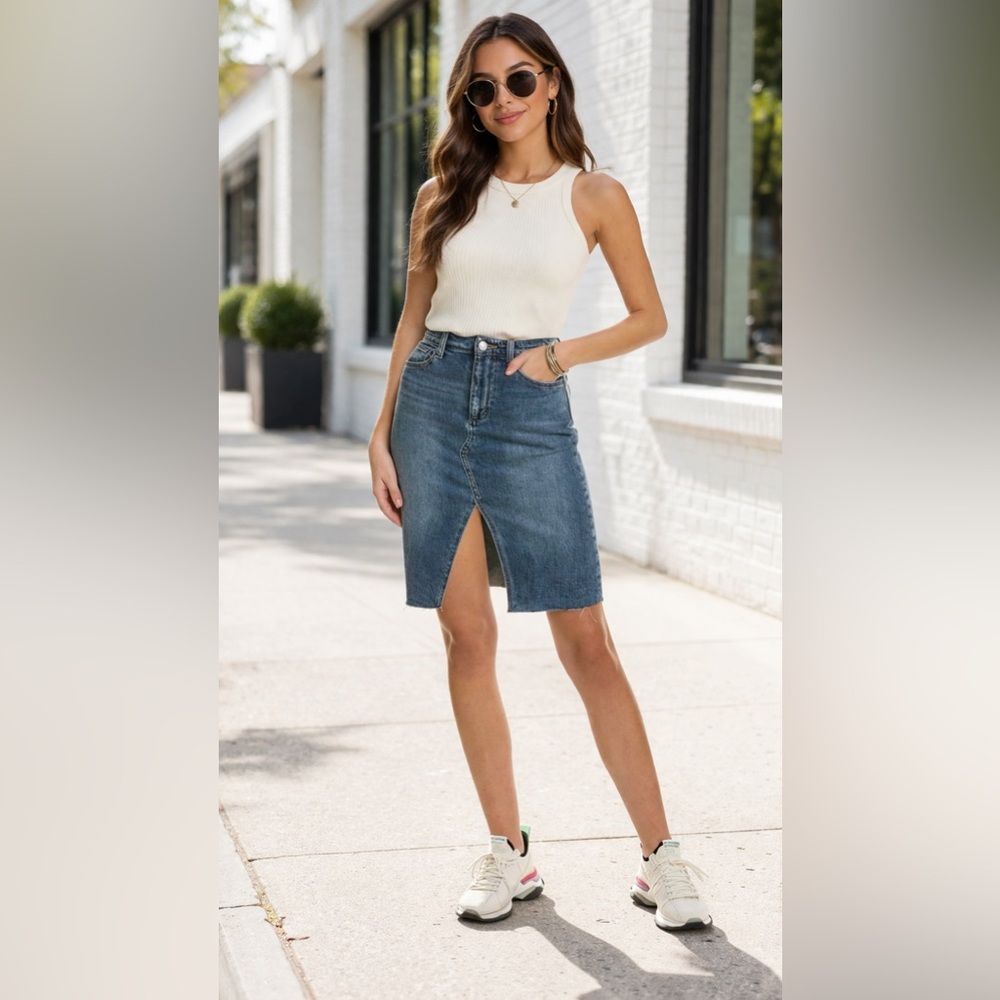 JOE'S Jeans High-Rise Denim Midi Skirt size 25